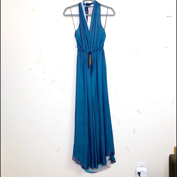 RAMY Brook Daphne Silk layered halter back Maxie dress - Picture 3 of 12